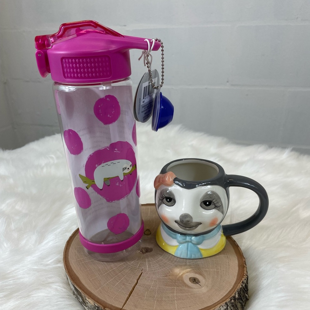 Sloth Coffee Cup Water Bottle NWT